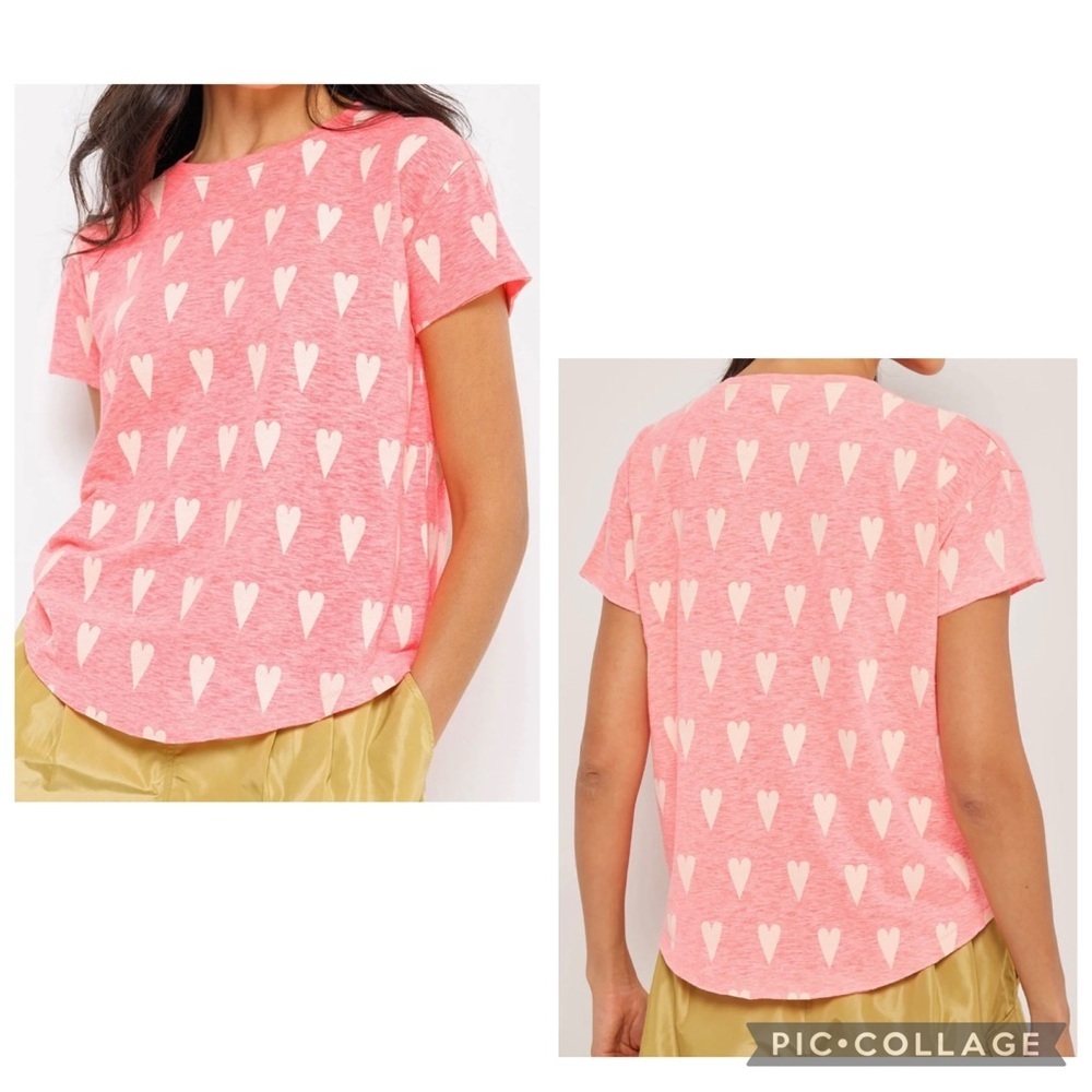 LISA TODD Women’s Heart HYPE Tee in THINK PINK Cotton Blend Cotton Blend Size XS